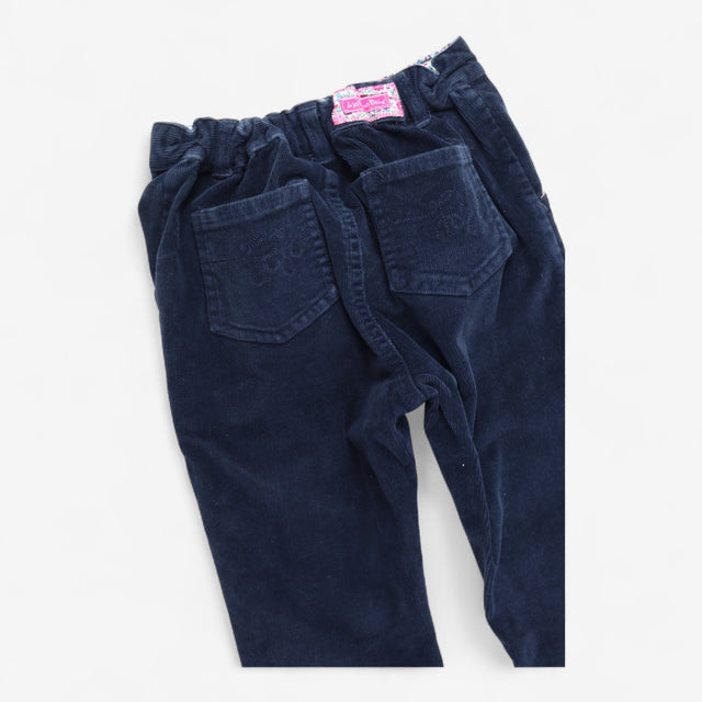 Cords Navy with Pink Ditsy Lined Pockets