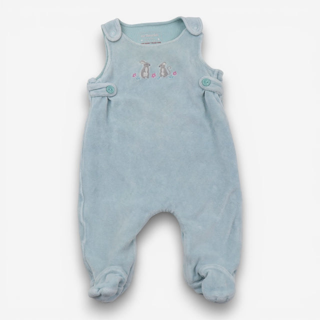 Outfit velour dungarees blue rabbits LS bodysuit f