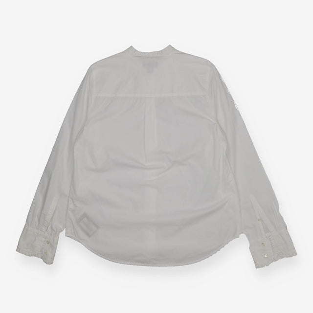 Cotton Poplin Ruffle Sleeve Shirt White Classic Fi