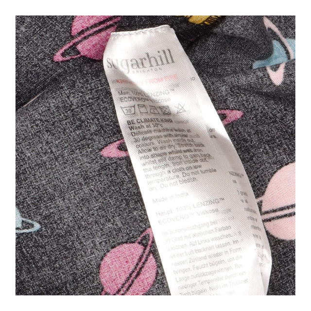 Black Colourful Planet Print Long Sleeve Midi Smoc