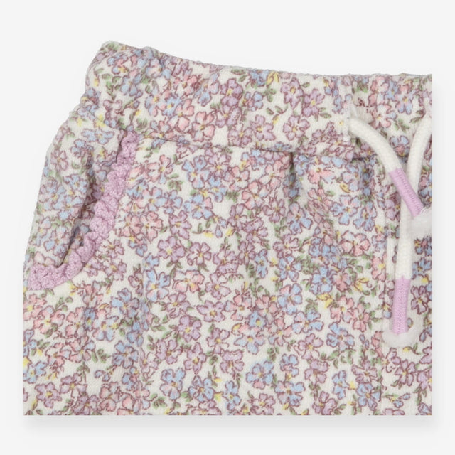 Shorts Purple and Blue Flowers Frill Trim