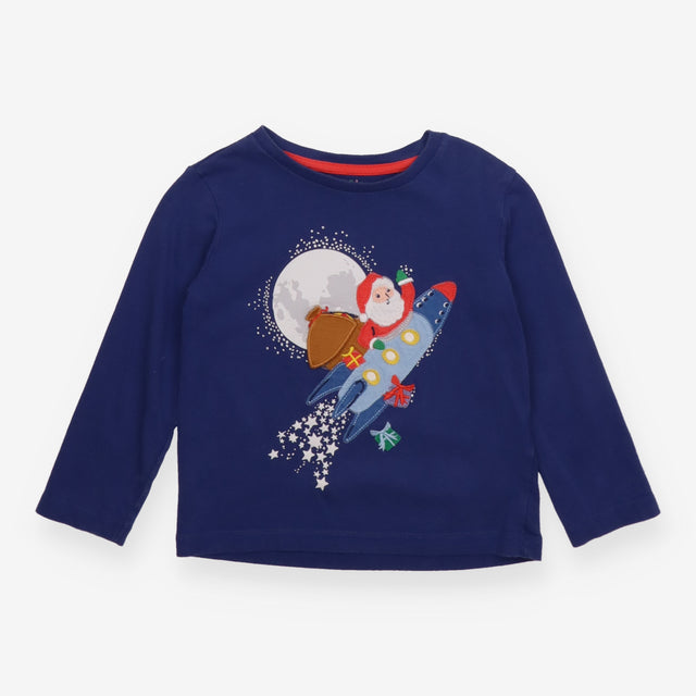 Tee LS blue santa in rocket