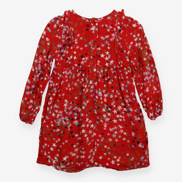Dress LS ruffle shoulder red coloured stars