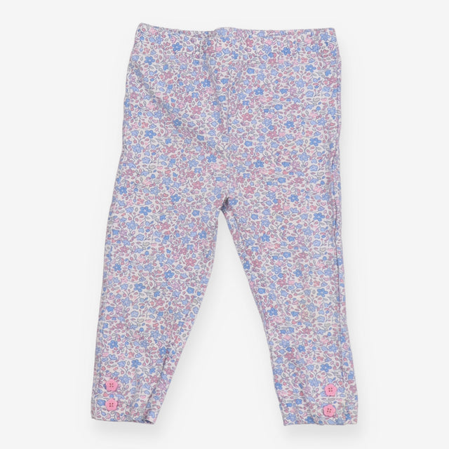 Leggings blue and pink floral with flower buttons