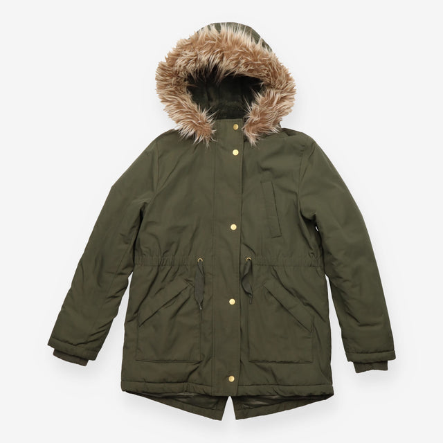 Parka Coat Khaki Fleece Lined Hood