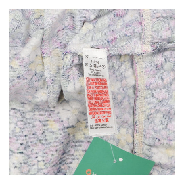 Dress jersey LS blue purple floral big blue bow