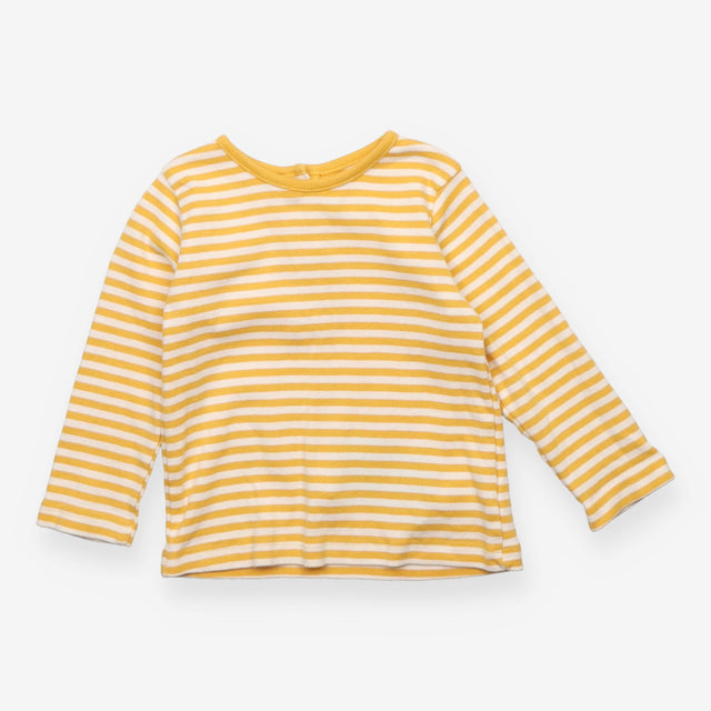 Tee LS yellow stripe buttons to back