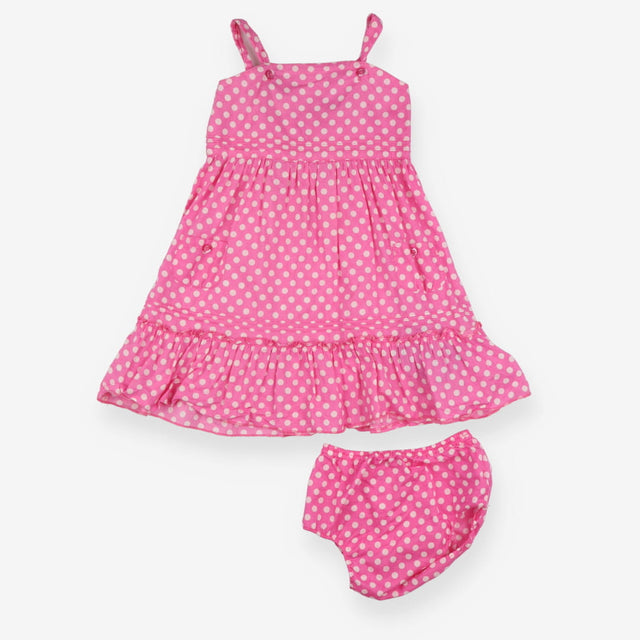 Pink spotted dress with bloomers