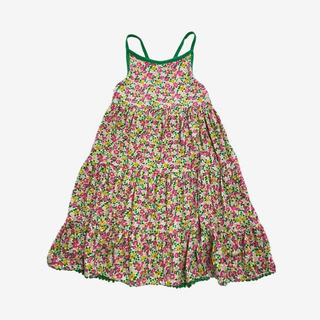 Green Strap Floral Tiered Dress
