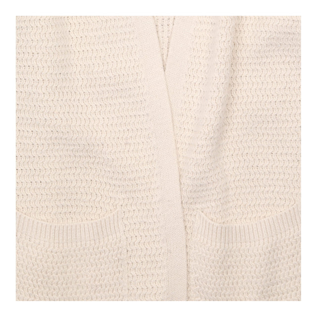 Cardigan Cream Open Front Pockets Cotton Knit