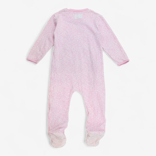 Sleepsuit Zipped Pink Floral with Applique Mouse H