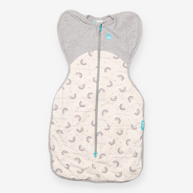 White and Grey Sleeping Bag with Rainbows