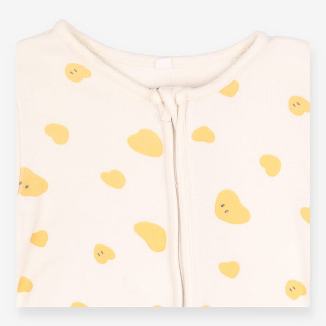 Sleepsuit White Yellow Hearts