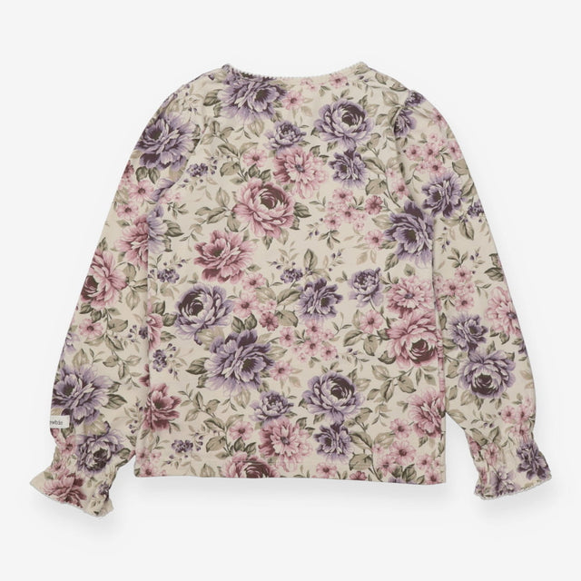 T-Shirt Long Sleeve Purple/Pink Floral Frill Cuffs