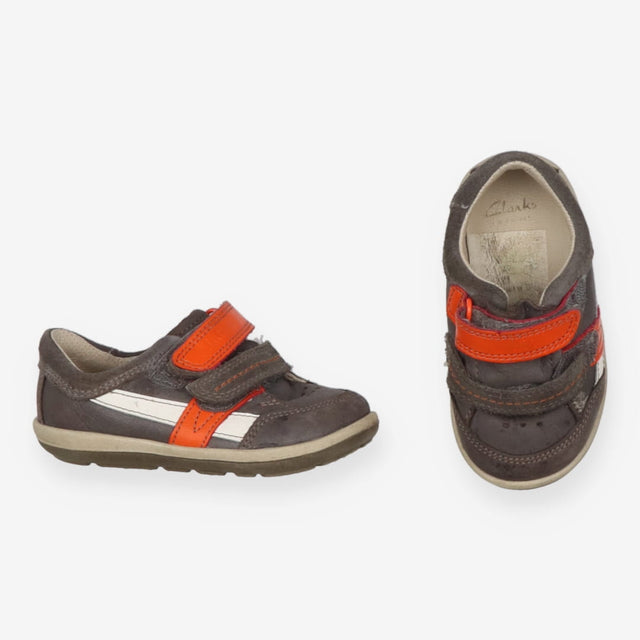 Trainers Orange and Grey - Twin Velcro Strap