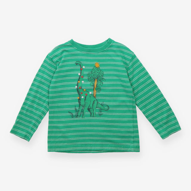 Green Striped Dinosaur Long Sleeve