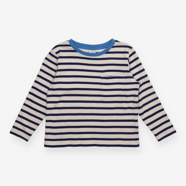 White and Blue Striped Long Sleeve
