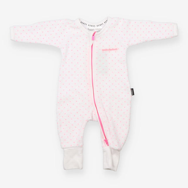 Wondersuit white towelling pink spot