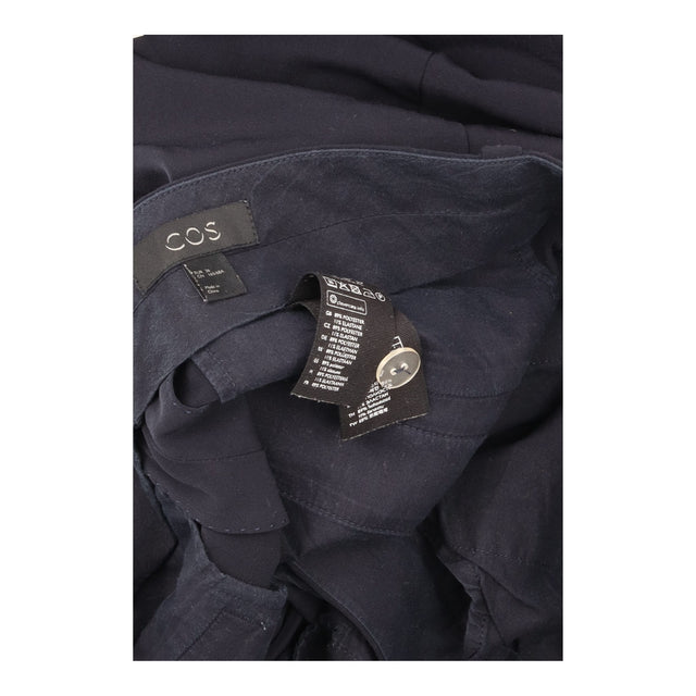 Tapered Trousers Navy Pleated Tailored Turn-Up Hem