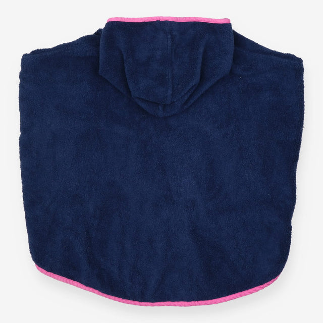 Navy towel poncho with flower pocket
