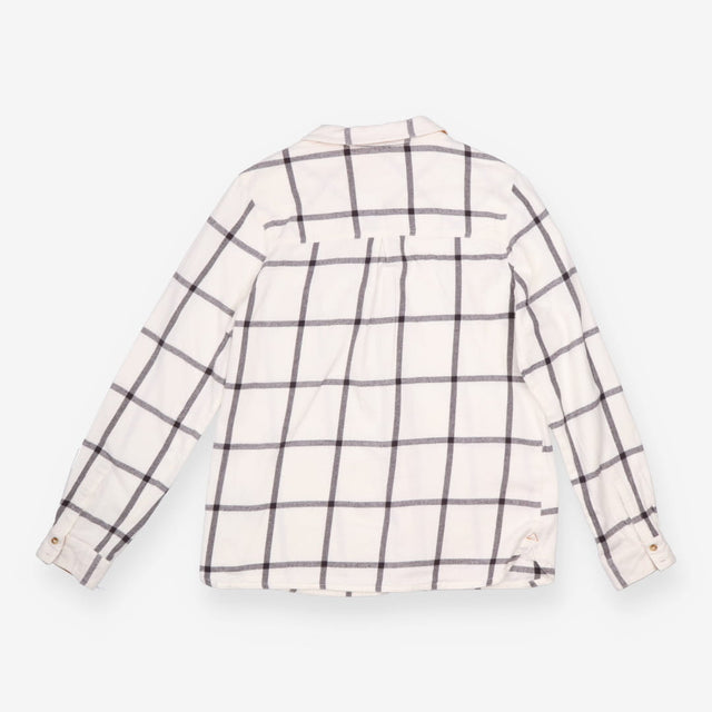 Check Shirt Cream Charcoal Long Sleeve Utility