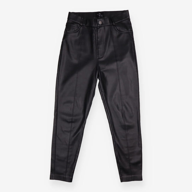 Trousers Black Faux Leather High Waisted Slim Leg
