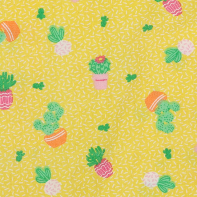Collard Dress Yellow with Cactus Print