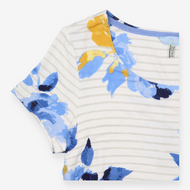 Jersey Dress Blue Floral Grey Stripe Drawstring Wa