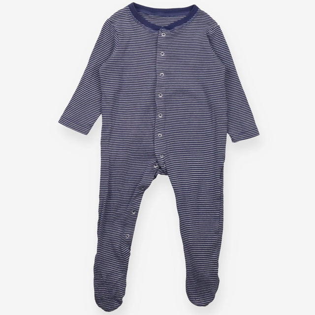 Sleepsuit Navy with white stripe & white poppers