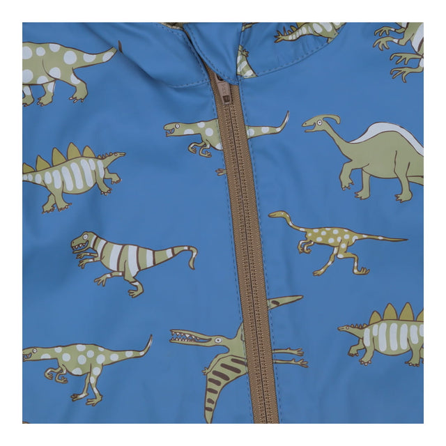 Blue puddlesuit with green dinos