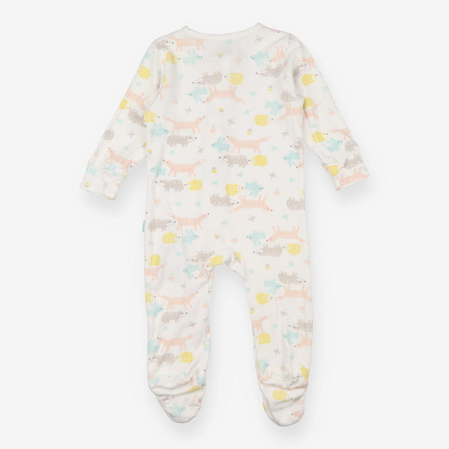 White Woodland Animals Sleepsuit