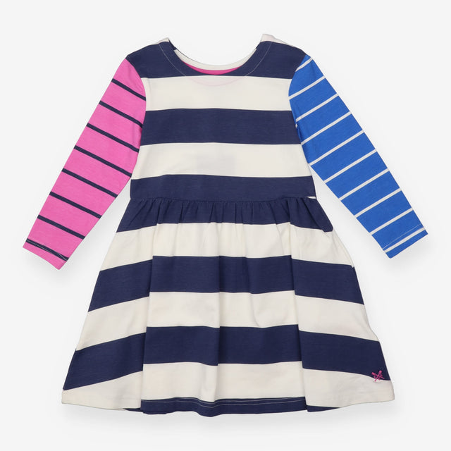 Dress long sleeve navy and white striped pink