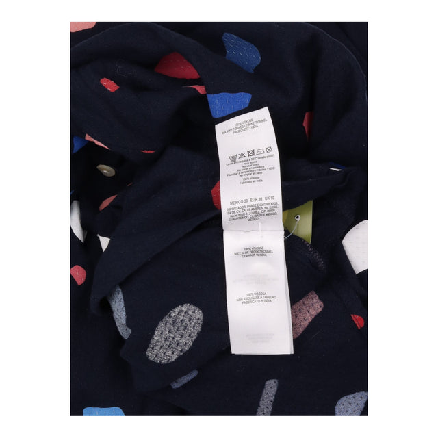 Long Sleeve Blouse Geometric Abstract Print Navy