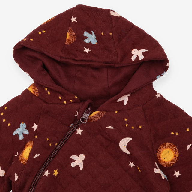 Hooded Reversible Snug Suit Brown moon sun birds