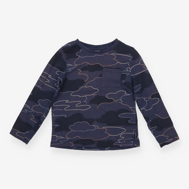 T-shirt long sleeve dark blue cloud outlines