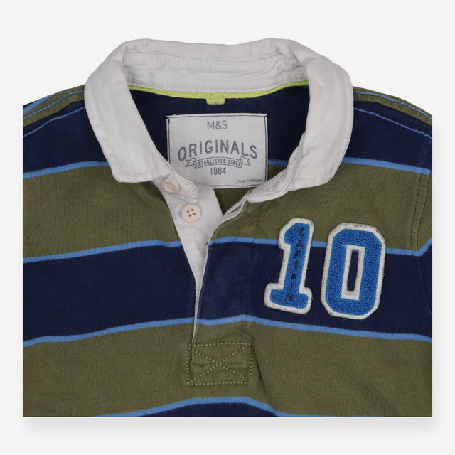 Green and Blue Striped Rugby Shirt
