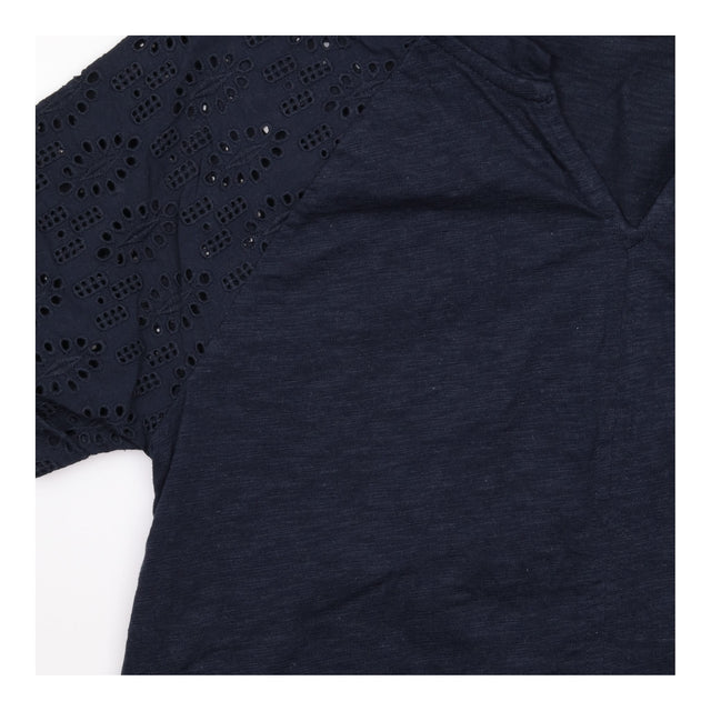 Navy Organic Cotton Broderie Sleeve T-Shirt Dress