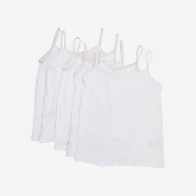 White Strap Vests 5pcs