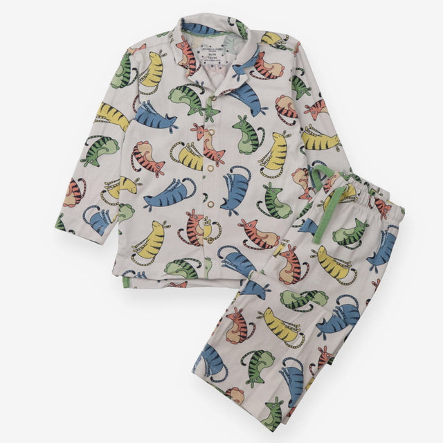 Pyjamas Set Cream Colourful Animals