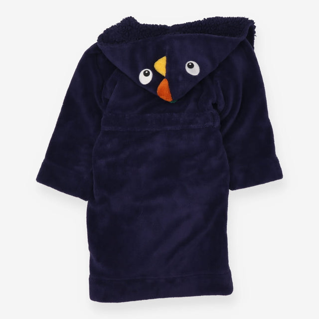 Dressing gown navy fur eyes spikes to hood