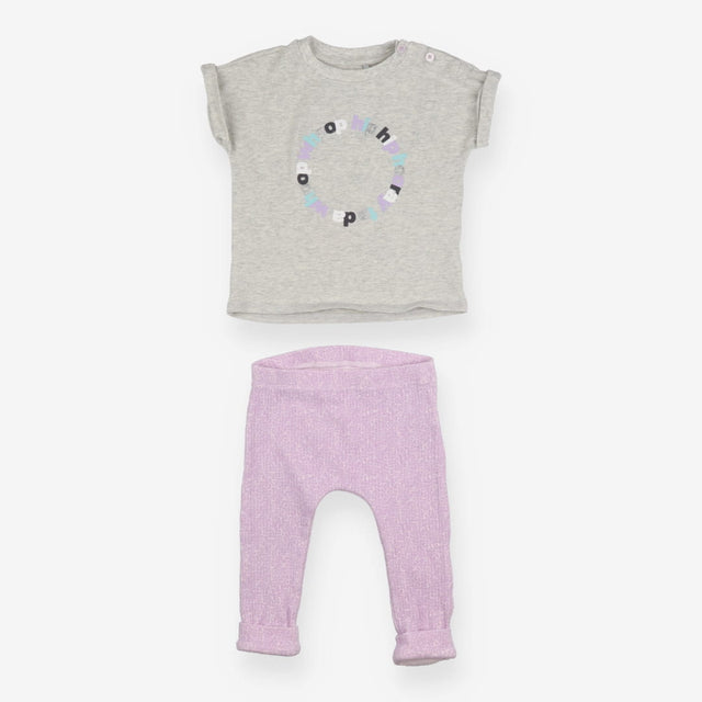 Grey t-shirt and lilac leggings Hip Hip Hooray