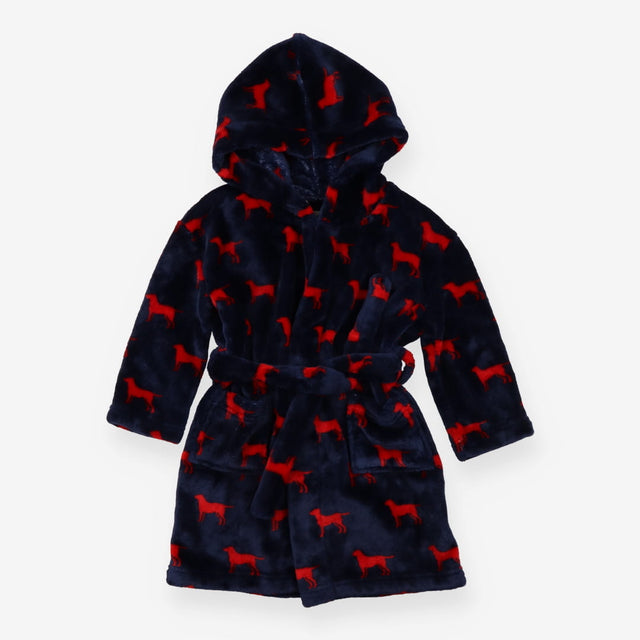 Dressing gown navy red dogs