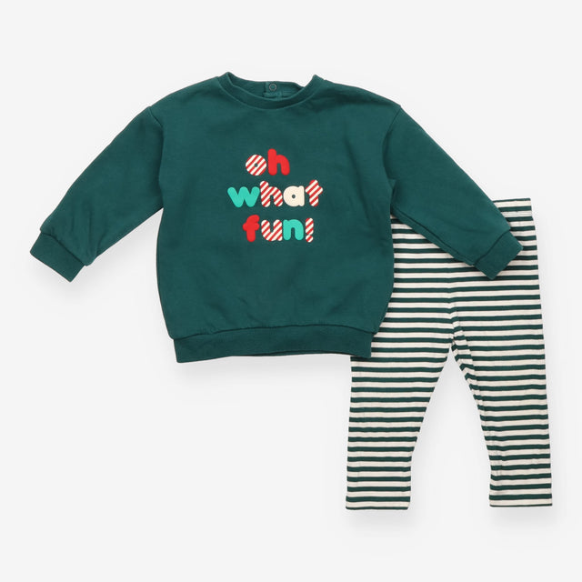 Sweater and Leggings Green 'Oh What Fun!'