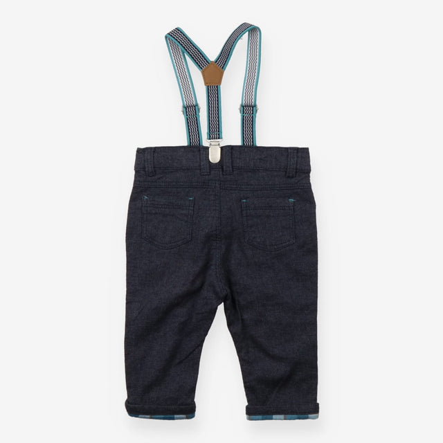 Navy Trousers with Suspenders
