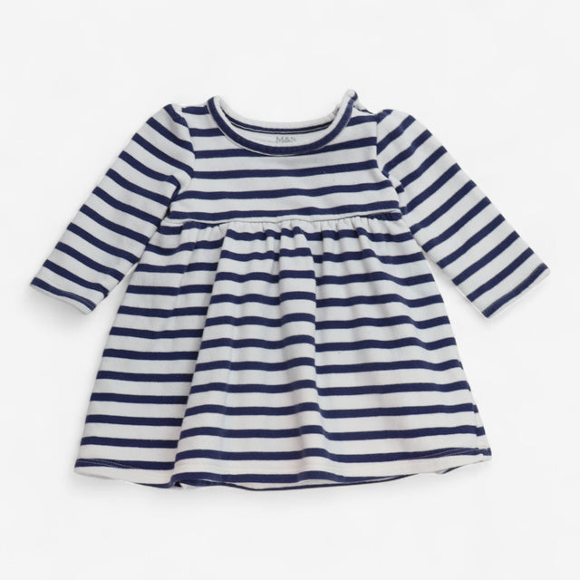 Blue white stripe jersey dress LS