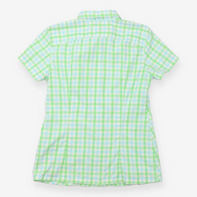 Shirt Green Blue Gingham Short Sleeve Outdoor