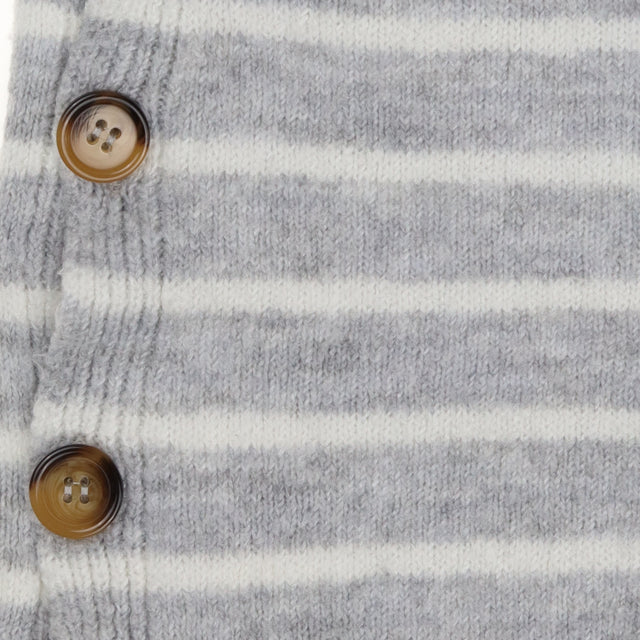 Grey Stripe Side Button Maternity Knit Jumper