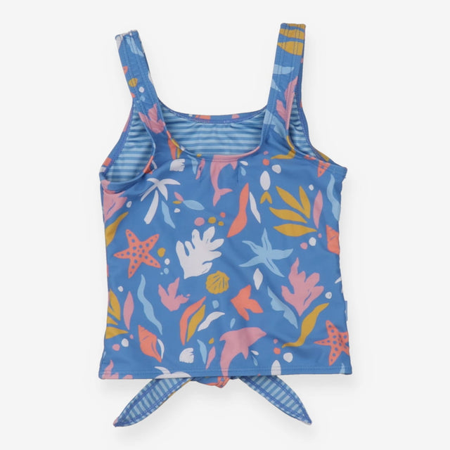 Swim Top Tie Up Blue Under the Sea Print