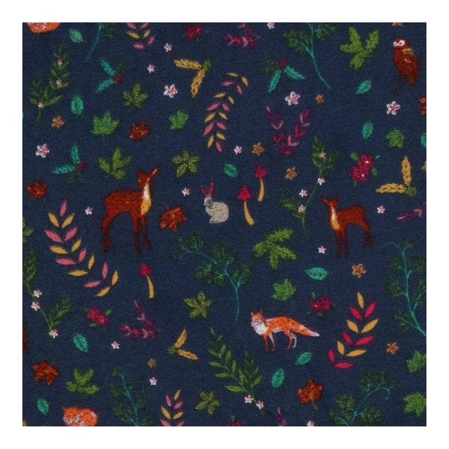 Dress Long Sleeved Navy Leaves and Woodland Animal