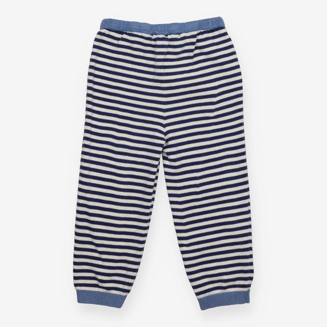 Blue and white knit joggers
